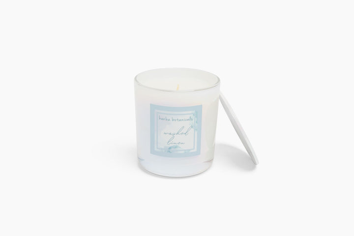 washed linen candle - herba botanicals