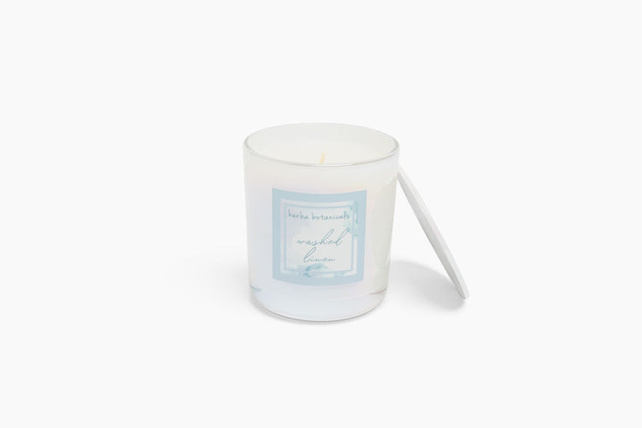 washed linen candle