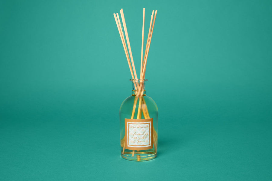 french marigold pear reed diffuser - herba botanicals