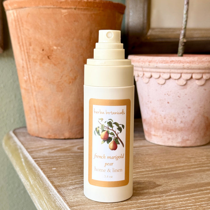 herba botanicals home linen spray french marigold pear