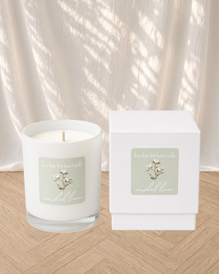 washed linen candle