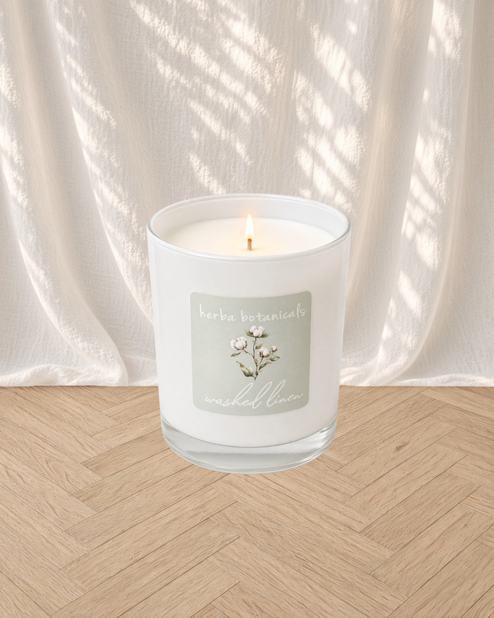 washed linen candle